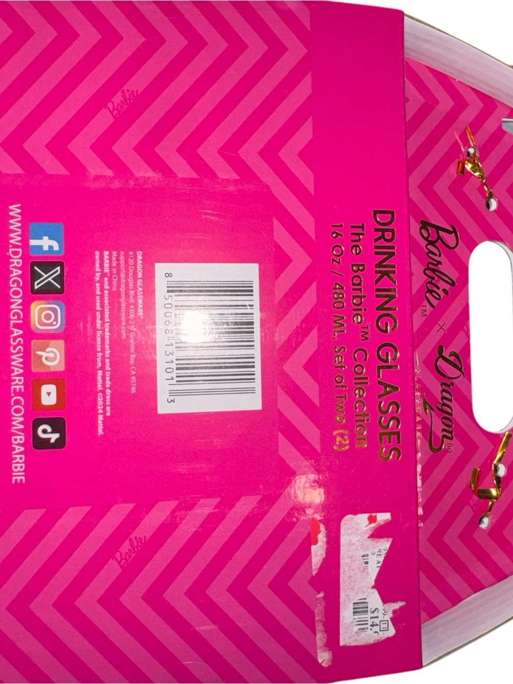 Barbie Pink glassware x2 - Picture 2 of 2